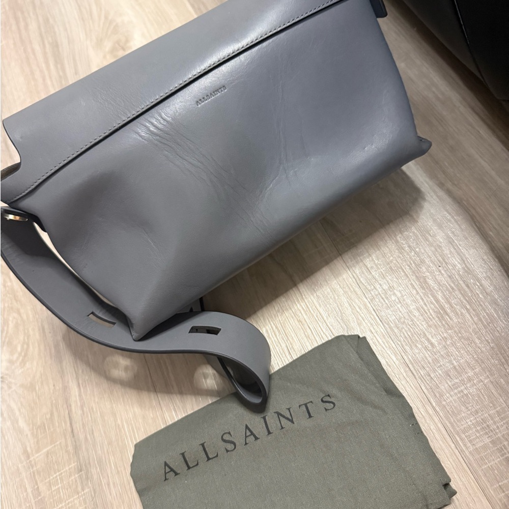 All Saints Charcoal Leather Crossbody Bag - Picture 8 of 10
